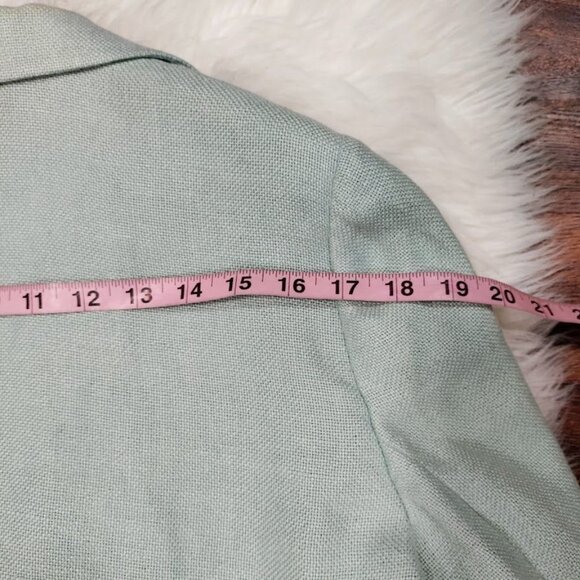 Linda Allard Ellen Tracey Vintage Light Sage Linen Open-Front Blazer 10 - Picture 13 of 13